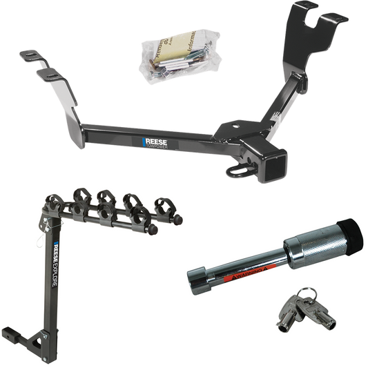 Fits 2005-2007 Subaru Outback Trailer Hitch Tow PKG w/ 4 Bike Carrier Rack + Hitch Lock (For Sedan, Except Sport Models) By Reese Towpower