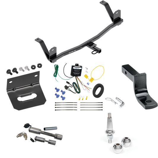 Fits 2017-2021 Chevrolet Bolt EV Trailer Hitch Tow PKG w/ 4-Flat Wiring Harness + Draw-Bar + Interchangeable 1-7/8" & 2" Balls + Wiring Bracket + Dual Hitch & Coupler Locks By Draw-Tite