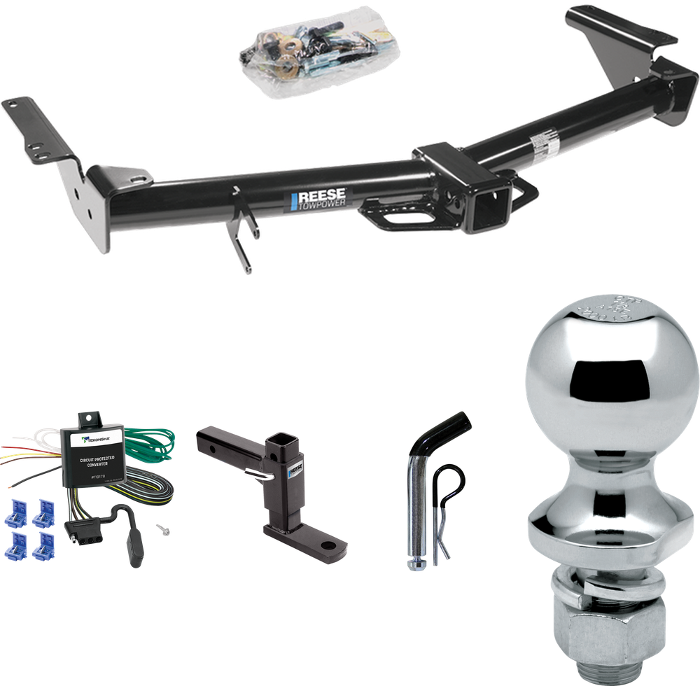 Fits 2003-2006 Toyota 4Runner Trailer Hitch Tow PKG w/ 4-Flat Wiring + Adjustable Drop Rise Ball Mount + Pin/Clip + 1-7/8" Ball By Reese Towpower