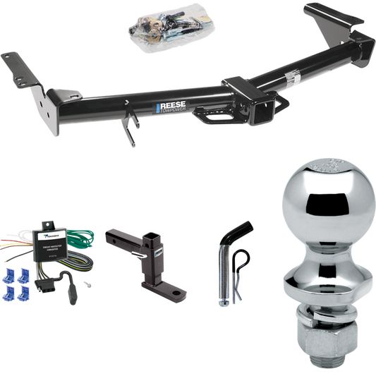 Fits 2003-2006 Toyota 4Runner Trailer Hitch Tow PKG w/ 4-Flat Wiring + Adjustable Drop Rise Ball Mount + Pin/Clip + 1-7/8" Ball By Reese Towpower