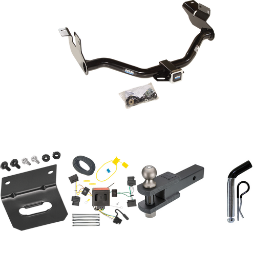 Fits 2008-2012 Ford Escape Trailer Hitch Tow PKG w/ 4-Flat Wiring Harness + Clevis Hitch Ball Mount w/ 2" Ball + Pin/Clip + Wiring Bracket By Reese Towpower