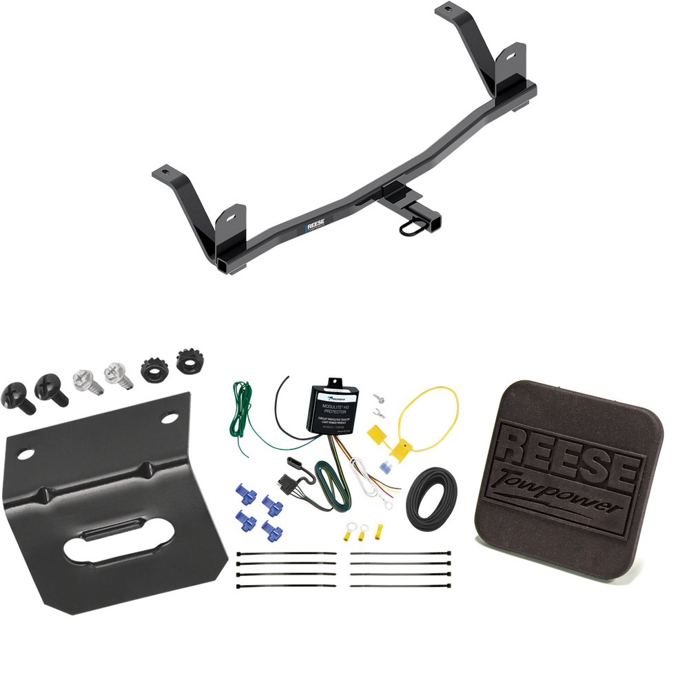 Fits 2017-2021 Chevrolet Bolt EV Trailer Hitch Tow PKG w/ 4-Flat Wiring Harness + Hitch Cover By Reese Towpower