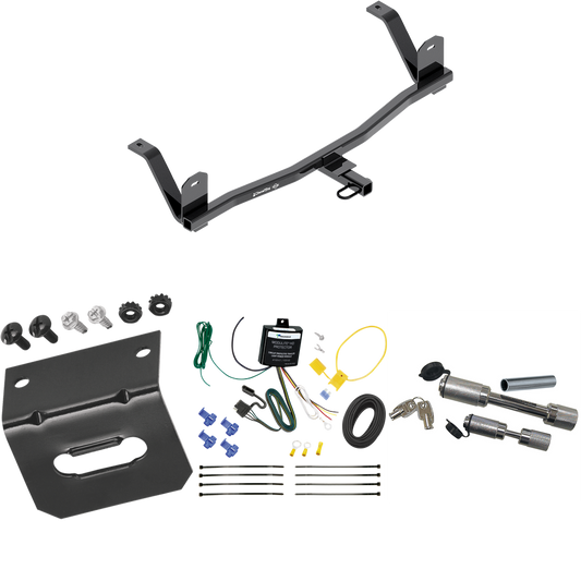 Fits 2017-2021 Chevrolet Bolt EV Trailer Hitch Tow PKG w/ 4-Flat Wiring Harness + Wiring Bracket + Dual Hitch & Coupler Locks By Draw-Tite