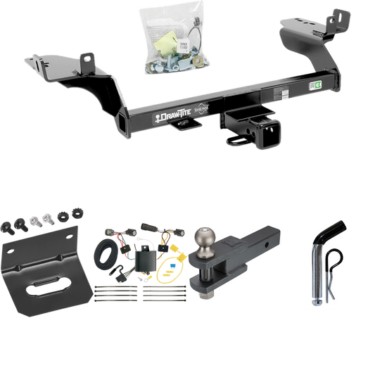 Fits 2017-2018 Ford Escape Trailer Hitch Tow PKG w/ 4-Flat Wiring Harness + Clevis Hitch Ball Mount w/ 2" Ball + Pin/Clip + Wiring Bracket By Draw-Tite