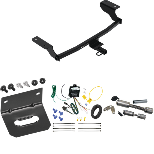 Fits 2022-2023 Chevrolet Bolt EV Trailer Hitch Tow PKG w/ 4-Flat Wiring Harness + Wiring Bracket + Dual Hitch & Coupler Locks By Reese Towpower