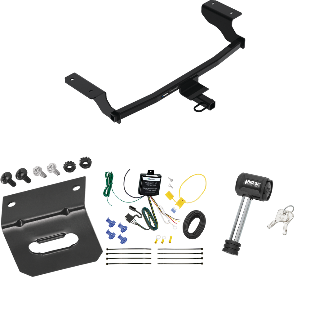 Fits 2022-2023 Chevrolet Bolt EV Trailer Hitch Tow PKG w/ 4-Flat Wiring Harness + Wiring Bracket + Hitch Lock By Reese Towpower