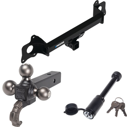 Fits 2020-2020 Tesla Y Trailer Hitch Tow PKG + Triple Ball Tactical Ball Mount 1-7/8" & 2" & 2-5/16" Balls w/ Tow Hook + Tactical Dogbone Lock By Reese Towpower