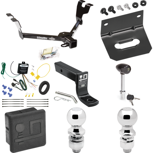 Fits 2005-2007 Subaru Legacy Trailer Hitch Tow PKG w/ 4-Flat Wiring + Ball Mount w/ 4" Drop + 2" Ball + 2-5/16" Ball + Wiring Bracket + Hitch Lock + Hitch Cover (For Sedan, Except Outback Models) By Draw-Tite