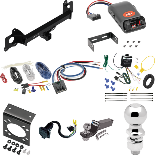 Fits 2020-2020 Tesla Y Trailer Hitch Tow PKG w/ Pro Series POD Brake Control + Generic BC Wiring Adapter + 7-Way RV Wiring + 2" & 2-5/16" Ball & Drop Mount By Draw-Tite