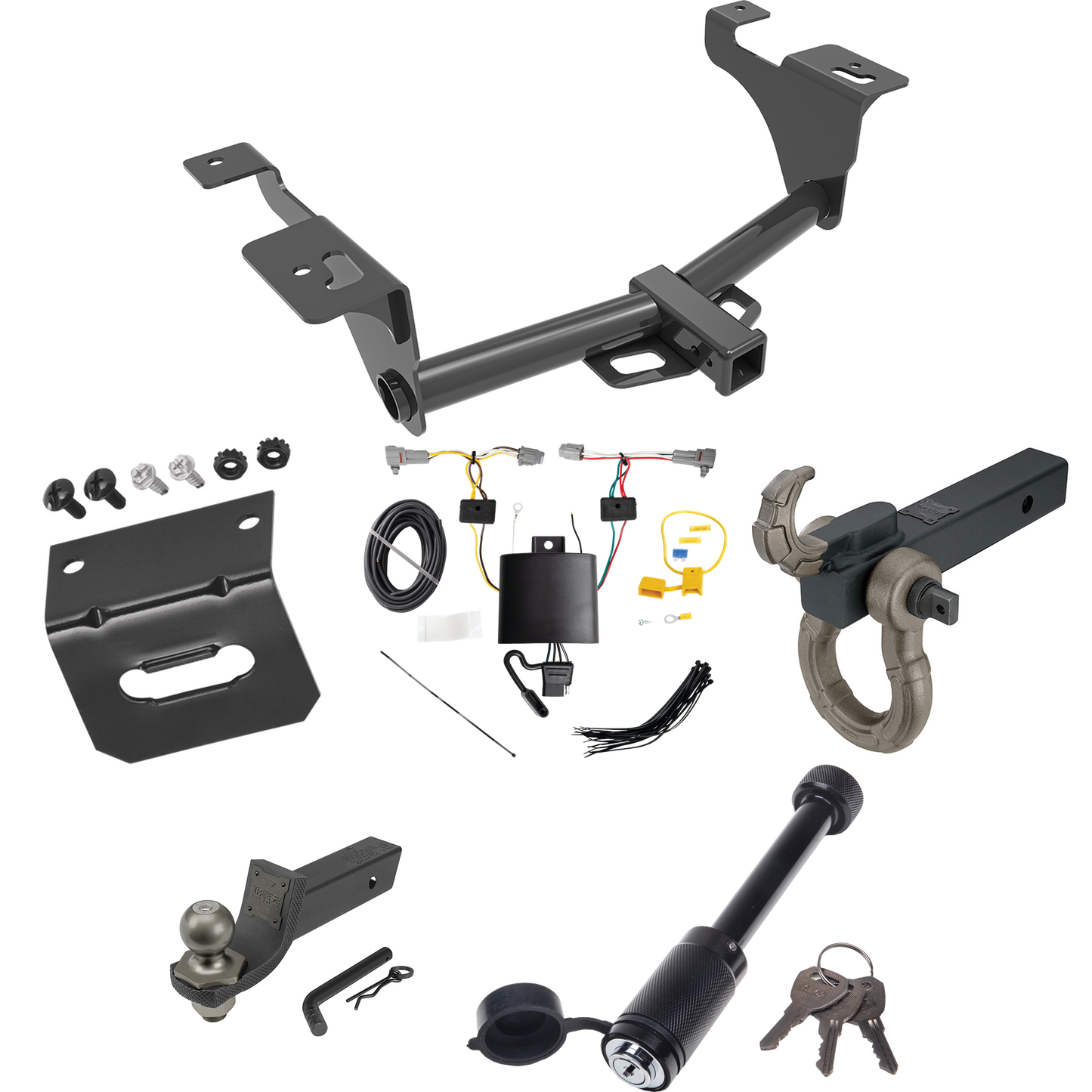 Fits 2020-2022 Subaru Legacy Trailer Hitch Tow PKG w/ 4-Flat Wiring + Interlock Tactical Starter Kit w/ 2" Drop & 2" Ball + Tactical Hook & Shackle Mount + Tactical Dogbone Lock + Wiring Bracket (For Sedan Models) By Draw-Tite