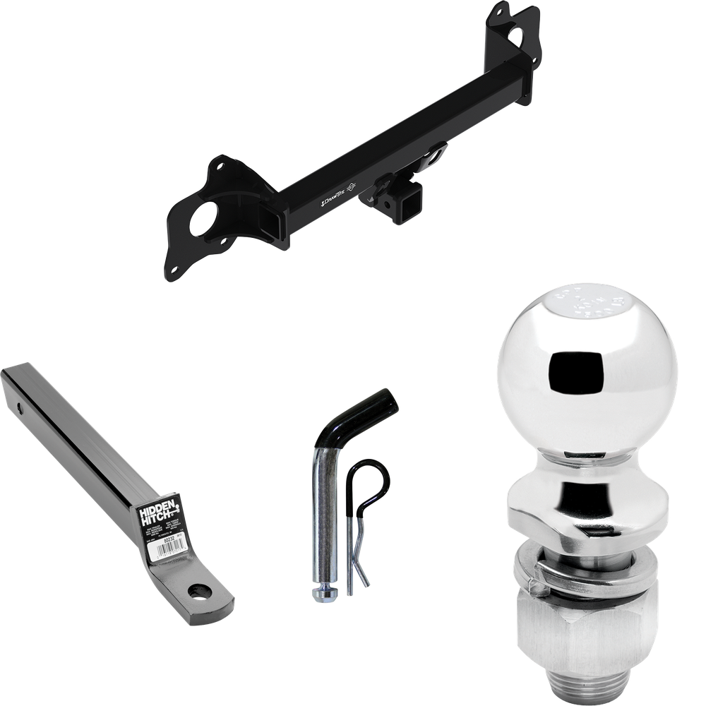 Fits 2020-2023 Tesla Y Trailer Hitch Tow PKG w/ Extended 16" Long Ball Mount w/ 2" Drop + Pin/Clip + 2" Ball By Draw-Tite