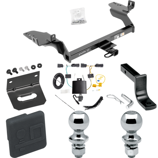 Se adapta al paquete de remolque con enganche para remolque Ford Escape 2019-2019 con arnés de cableado plano de 4 + barra de tracción + bola de 1-7/8" + bola de 2" + soporte de cableado + cubierta de enganche de Draw-Tite