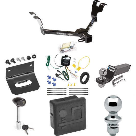 Fits 2008-2009 Subaru Legacy Trailer Hitch Tow PKG w/ 4-Flat Wiring + Starter Kit Ball Mount w/ 2" Drop & 2" Ball + 1-7/8" Ball + Wiring Bracket + Hitch Lock + Hitch Cover (For Sedan Models) By Draw-Tite