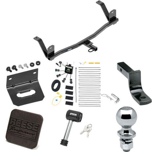 Fits 2017-2021 Chevrolet Bolt EV Trailer Hitch Tow PKG w/ 4-Flat Zero Contact "No Splice" Wiring Harness + Draw-Bar + 2" Ball + Wiring Bracket + Hitch Cover + Hitch Lock By Reese Towpower