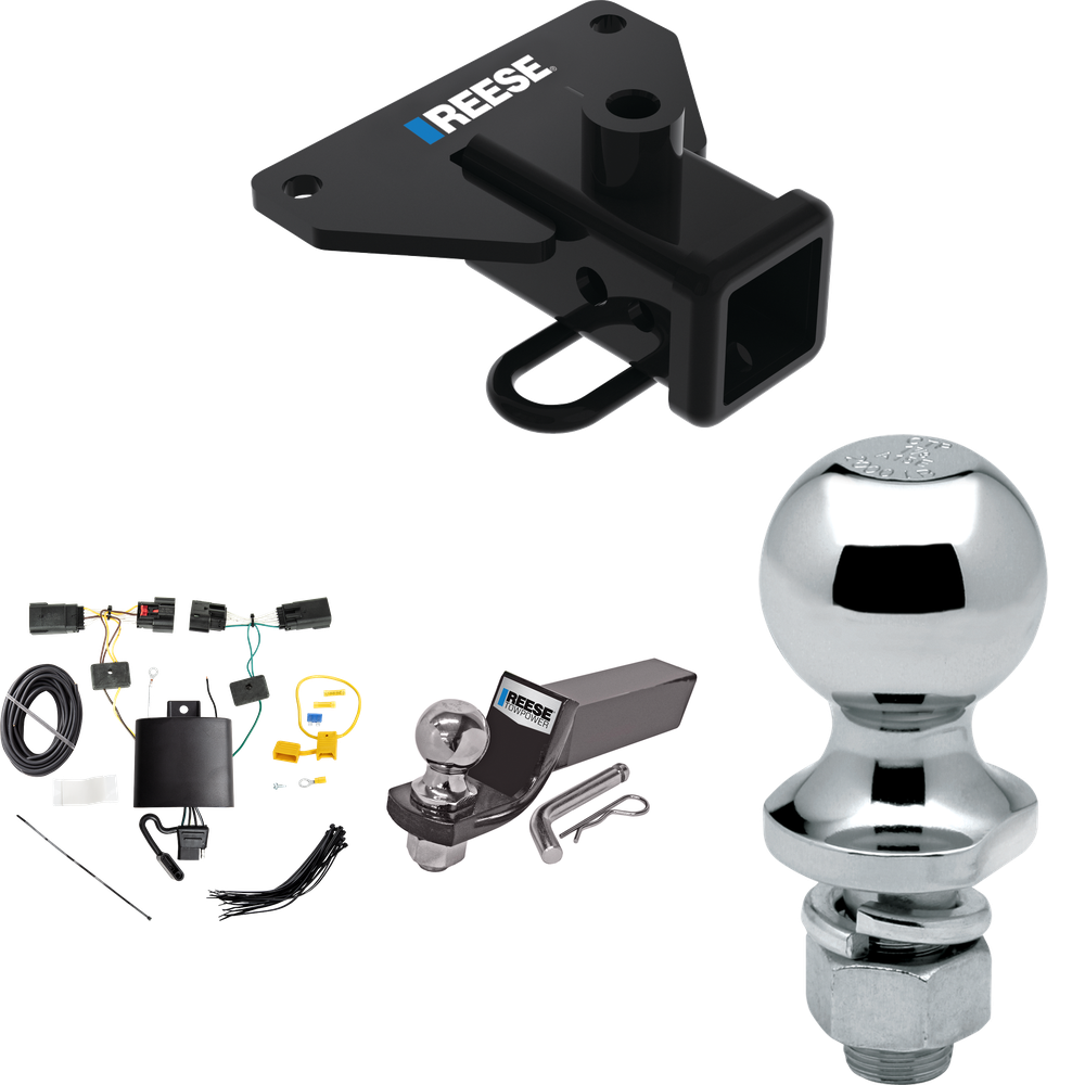 Fits 2020-2023 Jeep Gladiator Trailer Hitch Tow PKG w/ 4-Flat Wiring + Starter Kit Ball Mount w/ 2" Drop & 2" Ball + 1-7/8" Ball By Reese Towpower