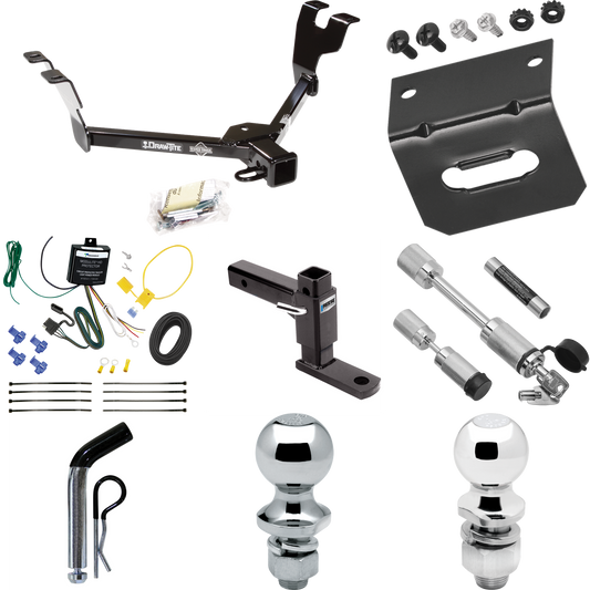 Fits 2005-2007 Subaru Outback Trailer Hitch Tow PKG w/ 4-Flat Wiring Harness + Adjustable Drop Rise Ball Mount + Pin/Clip + 2" Ball + 1-7/8" Ball + Dual Hitch & Coupler Locks (For Sedan, Except Sport Models) By Draw-Tite