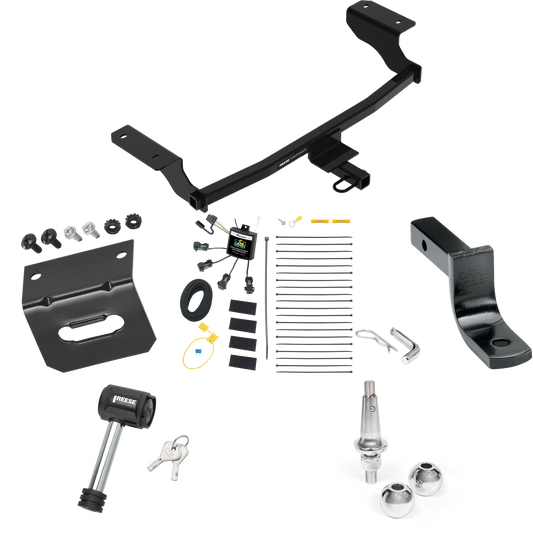 Fits 2022-2023 Chevrolet Bolt EV Trailer Hitch Tow PKG w/ 4-Flat Zero Contact "No Splice" Wiring Harness + Draw-Bar + Interchangeable 1-7/8" & 2" Balls + Wiring Bracket + Hitch Lock By Reese Towpower