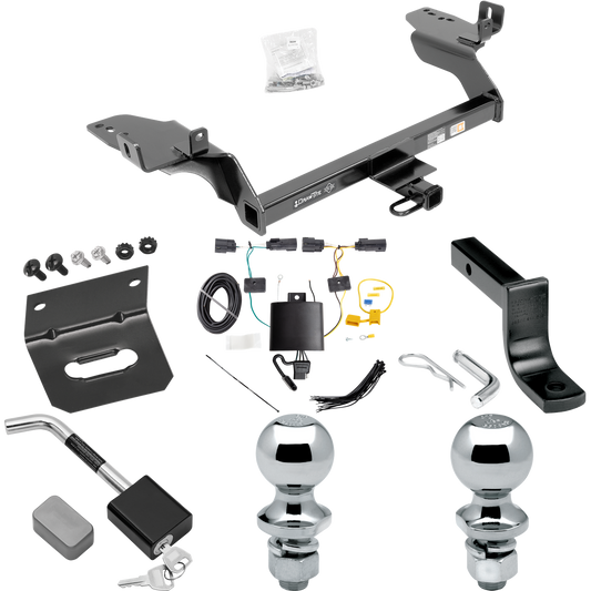 Se adapta al paquete de remolque con enganche para remolque Ford Escape 2019-2019 con arnés de cableado plano de 4 + barra de tracción + bola de 1-7/8" + bola de 2" + soporte de cableado + bloqueo de enganche de Draw-Tite