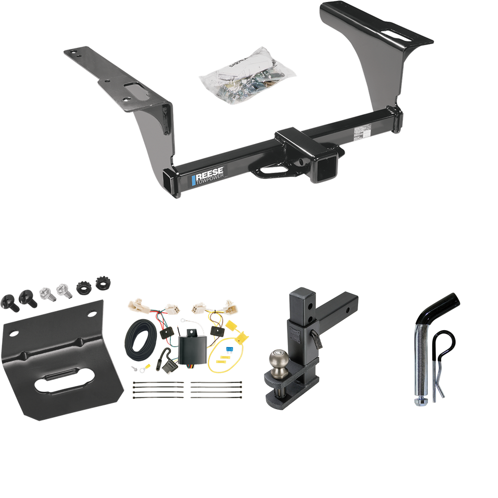 Fits 2015-2019 Subaru Legacy Trailer Hitch Tow PKG w/ 4-Flat Wiring Harness + Adjustable Drop Rise Clevis Hitch Ball Mount w/ 2" Ball + Pin/Clip + Wiring Bracket (For Sedan Models) By Reese Towpower