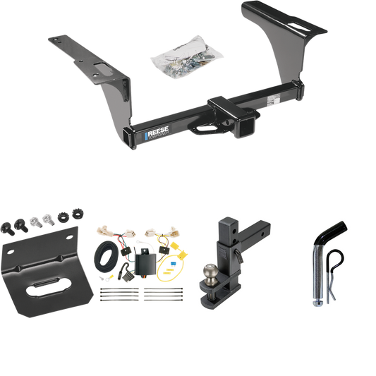 Fits 2015-2019 Subaru Legacy Trailer Hitch Tow PKG w/ 4-Flat Wiring Harness + Adjustable Drop Rise Clevis Hitch Ball Mount w/ 2" Ball + Pin/Clip + Wiring Bracket (For Sedan Models) By Reese Towpower