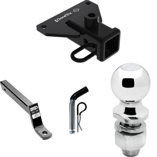 Fits 2020-2023 Jeep Gladiator Trailer Hitch Tow PKG w/ Extended 16" Long Ball Mount w/ 4" Drop + Pin/Clip + 2" Ball By Draw-Tite