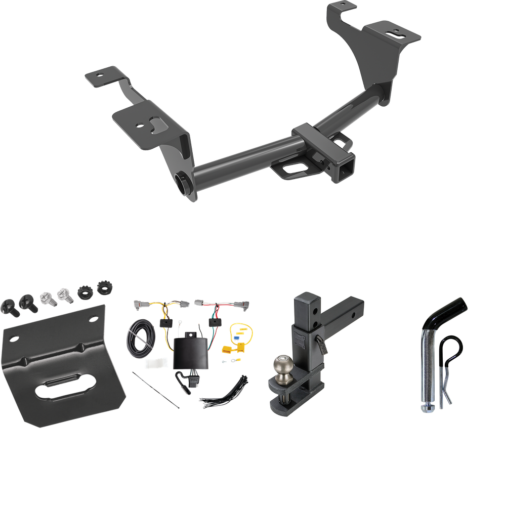 Fits 2020-2022 Subaru Legacy Trailer Hitch Tow PKG w/ 4-Flat Wiring Harness + Adjustable Drop Rise Clevis Hitch Ball Mount w/ 2" Ball + Pin/Clip + Wiring Bracket (For Sedan Models) By Reese Towpower