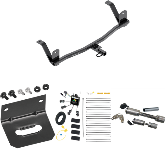 Fits 2017-2021 Chevrolet Bolt EV Trailer Hitch Tow PKG w/ 4-Flat Zero Contact "No Splice" Wiring Harness + Wiring Bracket + Dual Hitch & Coupler Locks By Draw-Tite