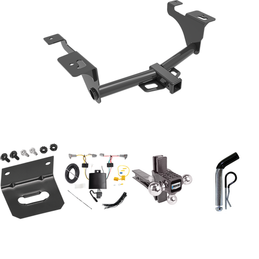 Fits 2020-2022 Subaru Legacy Trailer Hitch Tow PKG w/ 4-Flat Wiring Harness + Adjustable Drop Rise Triple Ball Ball Mount 1-7/8" & 2" & 2-5/16" Trailer Balls + Pin/Clip + Wiring Bracket (For Sedan Models) By Reese Towpower