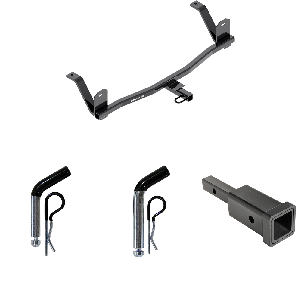 Fits 2017-2021 Chevrolet Bolt EV Trailer Hitch Tow PKG w/ Hitch Adapter 1-1/4" to 2" Receiver + 1/2" Pin & Clip + 5/8" Pin & Clip By Draw-Tite