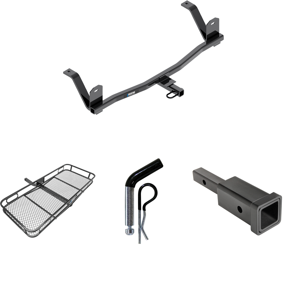 Se adapta al paquete de remolque con enganche para remolque Chevrolet Bolt EV 2017-2021 con adaptador de enganche, receptor de 1-1/4" a 2" + pasador y clip de 1/2" + estante portador de carga de 60" x 24" de Reese Towpower