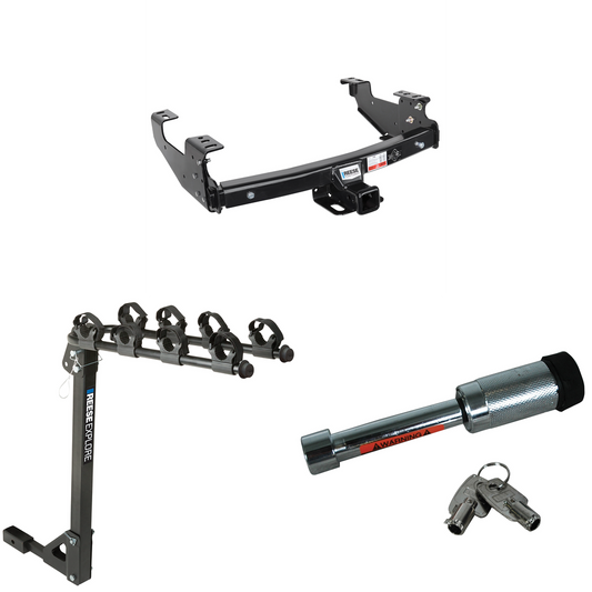 Se adapta al paquete de enganche de remolque GMC Sierra 1500 1999-2006 con soporte para 4 bicicletas + bloqueo de enganche de Reese Towpower