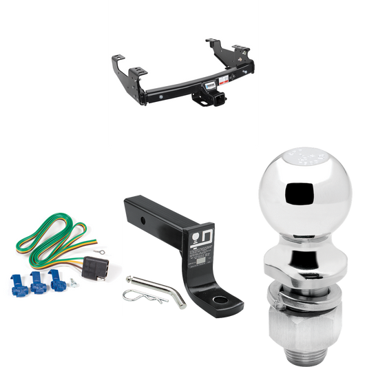 Fits 1997-1999 Ford F-250 Trailer Hitch Tow PKG w/ 4-Flat Wiring + Ball Mount w/ 4" Drop + 2" Ball (For Styleside Models) By Reese Towpower