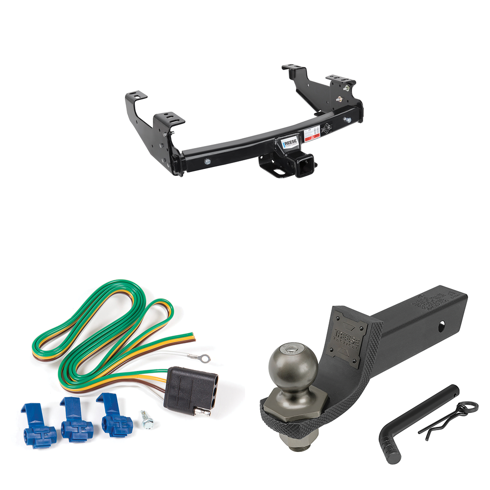 Fits 1994-1994 Dodge Ram Trailer Hitch Tow PKG w/ 4-Flat Wiring + Interlock Tactical Starter Kit w/ 2" Drop & 2" Ball By Reese Towpower