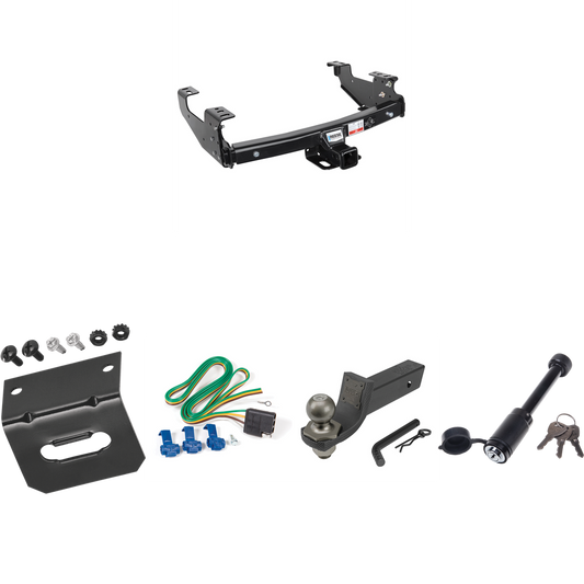 Fits 1994-1994 Dodge Ram Trailer Hitch Tow PKG w/ 4-Flat Wiring + Interlock Tactical Starter Kit w/ 2" Drop & 2" Ball + Tactical Dogbone Lock + Wiring Bracket By Reese Towpower