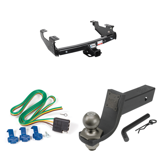 Fits 1988-2000 Chevrolet C/K Series Trailer Hitch Tow PKG w/ 4-Flat Wiring + Interlock Tactical Starter Kit w/ 3-1/4" Drop & 2" Ball (For 2 Dr. Regular & Extended Cabs w/8 ft. Bed Models) By Reese Towpower