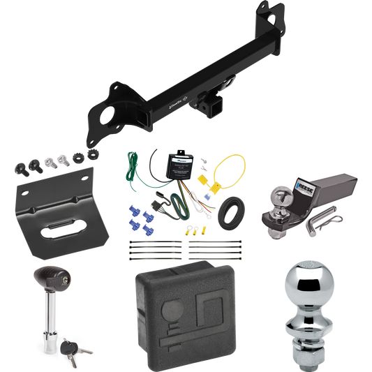 Fits 2020-2020 Tesla Y Trailer Hitch Tow PKG w/ 4-Flat Wiring + Starter Kit Ball Mount w/ 2" Drop & 2" Ball + 1-7/8" Ball + Wiring Bracket + Hitch Lock + Hitch Cover By Draw-Tite