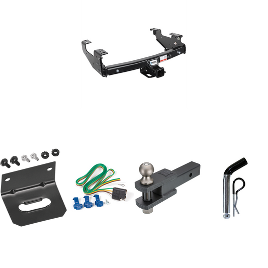 Fits 1999-2004 Ford F-350 Super Duty Trailer Hitch Tow PKG w/ 4-Flat Wiring Harness + Clevis Hitch Ball Mount w/ 2" Ball + Pin/Clip + Wiring Bracket (Excludes: Cab & Chassis Models) By Reese Towpower