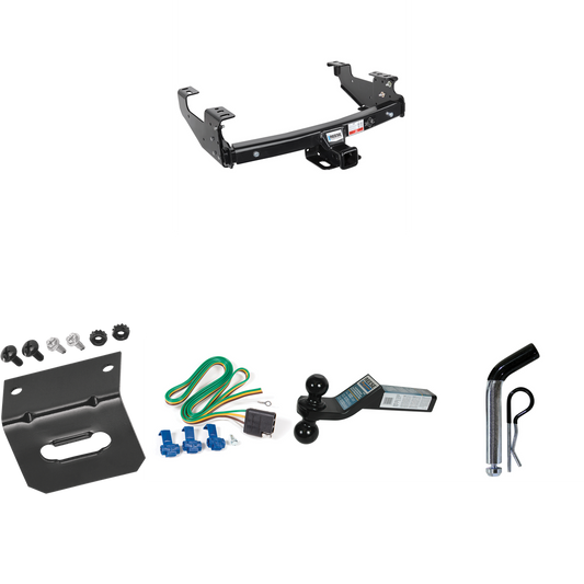 Fits 2004-2005 Ford F-150 Trailer Hitch Tow PKG w/ 4-Flat Wiring Harness + Dual Ball Ball Mount 2" & 2-5/16" Trailer Balls + Pin/Clip +  Wiring Bracket (For SuperCrew, 5.5 ft. Bed Models) By Reese Towpower