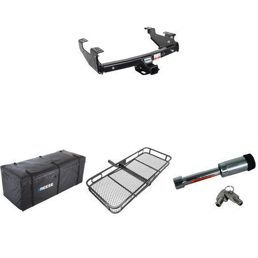 Fits 1994-2001 Dodge Ram Trailer Hitch Tow PKG w/ 60" x 24" Cargo Carrier + Cargo Bag + Hitch Lock By Reese Towpower