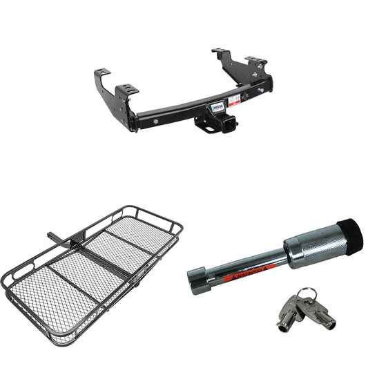 Fits 1997-1999 Ford F-250 Trailer Hitch Tow PKG w/ 60" x 24" Cargo Carrier + Hitch Lock (For Styleside Models) By Reese Towpower