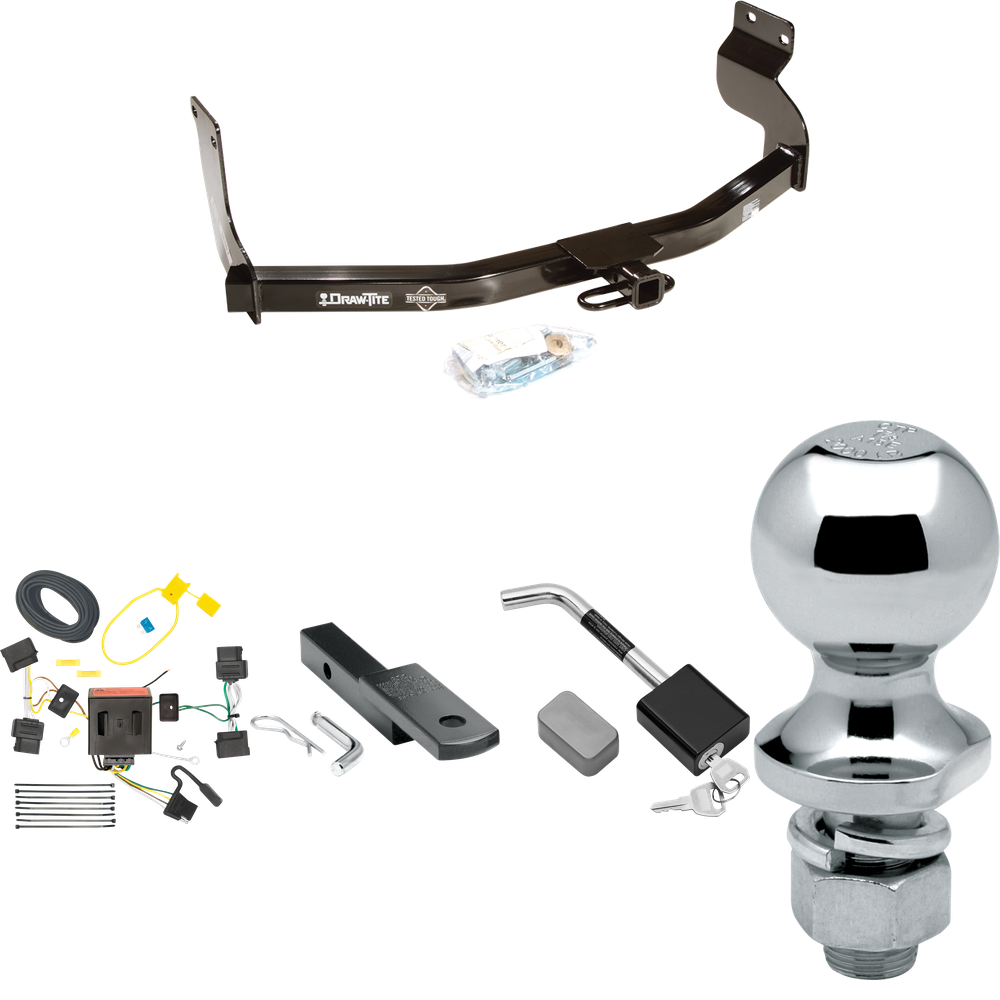 Se adapta al paquete de enganche de remolque Ford Escape 2008-2012 con arnés de cableado de 4 planos + barra de tracción + bola de 1-7/8" + bloqueo de enganche de Draw-Tite