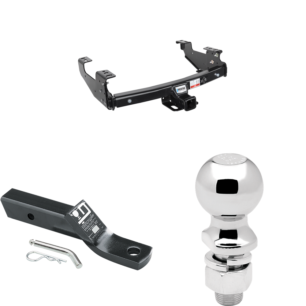 Fits 1999-2004 Ford F-250 Super Duty Trailer Hitch Tow PKG w/ Ball Mount w/ 2" Drop + 2-5/16" Ball (Excludes: Cab & Chassis Models) By Reese Towpower