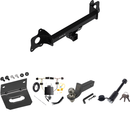 Fits 2021-2023 Tesla Y Trailer Hitch Tow PKG w/ 4-Flat Wiring + Interlock Tactical Starter Kit w/ 2" Drop & 2" Ball + Tactical Dogbone Lock + Wiring Bracket By Draw-Tite