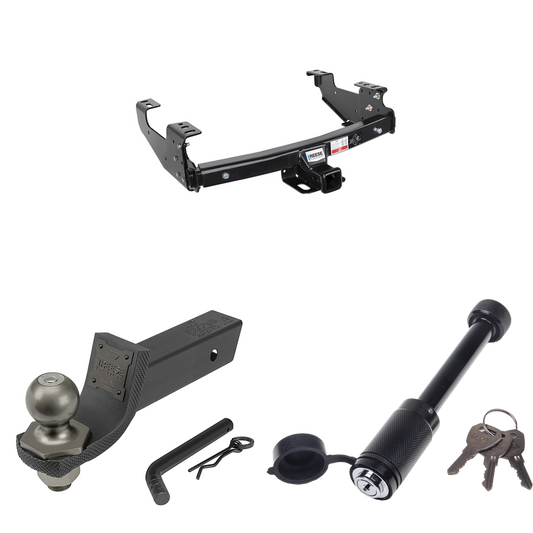 Fits 1988-2000 GMC C/K Series Trailer Hitch Tow PKG + Interlock Tactical Starter Kit w/ 2" Drop & 2" Ball + Tactical Dogbone Lock (For 2 Dr. Regular & Extended Cabs w/8 ft. Bed Models) By Reese Towpower