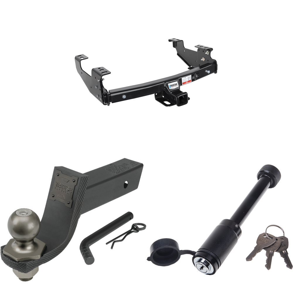 Fits 2007-2007 GMC Sierra 1500 Trailer Hitch Tow PKG + Interlock Tactical Starter Kit w/ 3-1/4" Drop & 2" Ball + Tactical Dogbone Lock (For (Classic) Models) By Reese Towpower