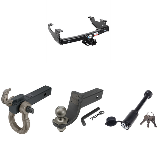 Fits 1997-2003 Ford F-150 Trailer Hitch Tow PKG + Interlock Tactical Starter Kit w/ 3-1/4" Drop & 2" Ball + Tactical Hook & Shackle Mount + Tactical Dogbone Lock (For Styleside Models) By Reese Towpower