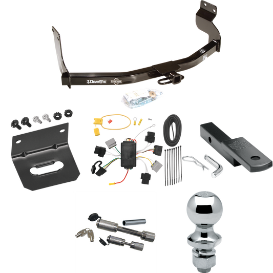 Fits 2005-2007 Ford Escape Trailer Hitch Tow PKG w/ 4-Flat Wiring Harness + Draw-Bar + 1-7/8" Ball + Wiring Bracket + Dual Hitch & Coupler Locks By Draw-Tite