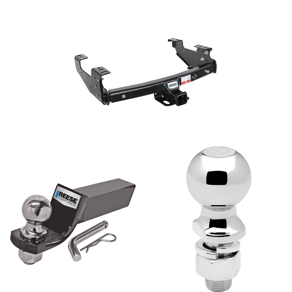 Fits 2001-2006 GMC Sierra 2500 HD Trailer Hitch Tow PKG w/ Starter Kit Ball Mount w/ 2" Drop & 2" Ball + 2-5/16" Ball By Reese Towpower