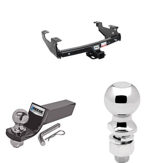 Fits 2001-2006 GMC Sierra 2500 HD Trailer Hitch Tow PKG w/ Starter Kit Ball Mount w/ 2" Drop & 2" Ball + 2-5/16" Ball By Reese Towpower