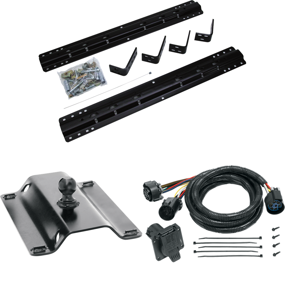 Fits 2001-2006 GMC Sierra 3500 Industry Standard Semi-Custom Above Bed Rail Kit + 25K Pro Series Gooseneck Hitch + In-Bed Wiring (For 5'8 or Shorter Bed (Sidewinder Required), w/o Factory Puck System Models) By Reese